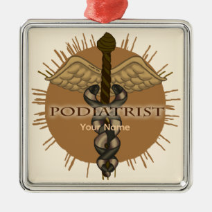 Podiatrist Caduceus Premium Square Ornament