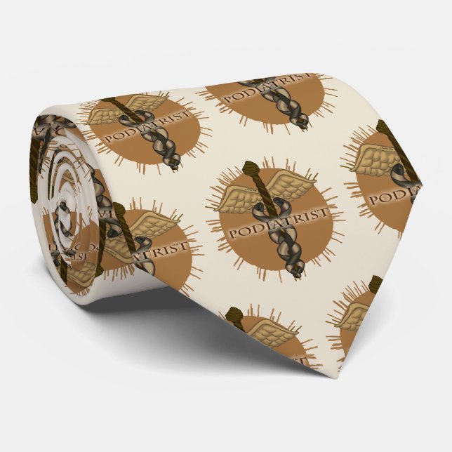Podiatrist Caduceus  Tie (Rolled)