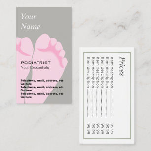 Podiatrist Chiropodist Price Business Cards