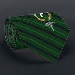 Podiatrist Custom Monogram Green Tie<br><div class="desc">A green striped personalised tie tailored to the foot specialist or podiatrist and with yours or your gift recipient's monogram inside a faux gold foil wreath.</div>