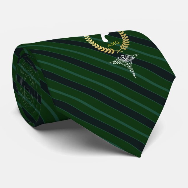 Podiatrist Custom Monogram Green Tie (Rolled)