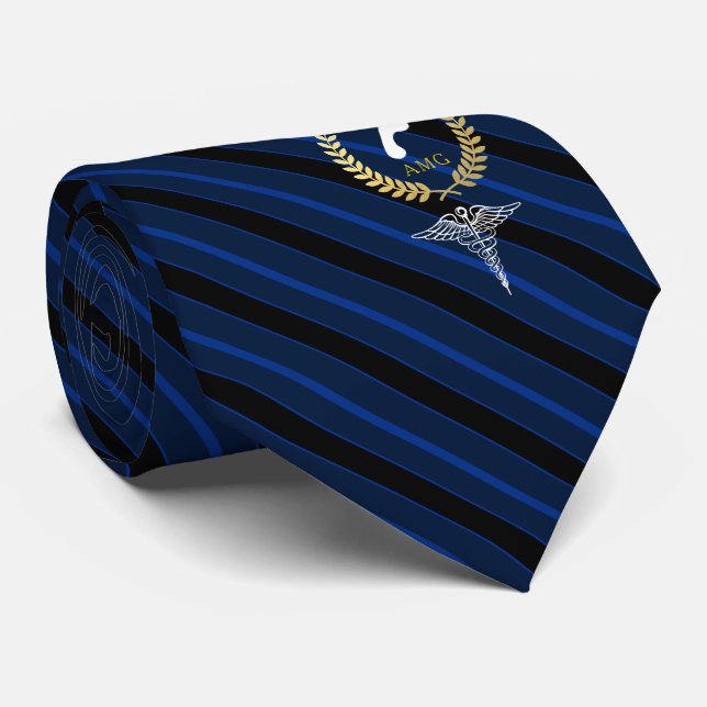 Podiatrist Custom Monogram Navy Tie (Rolled)