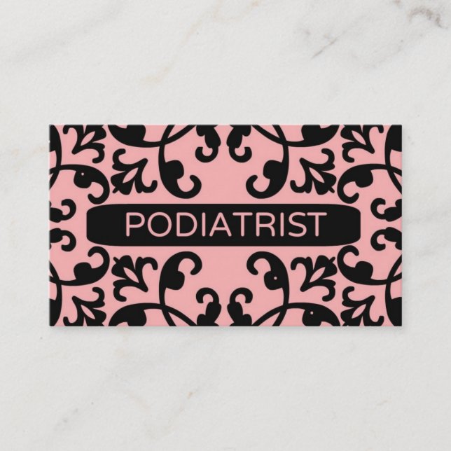 Podiatrist Damask Business Card (Front)