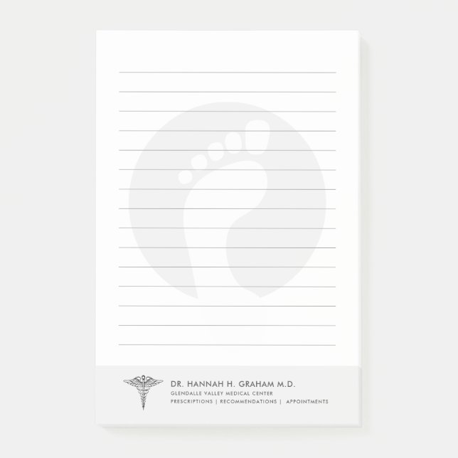 Podiatrist | Foot Doctor Customizable Lined Post-it Notes (Front)