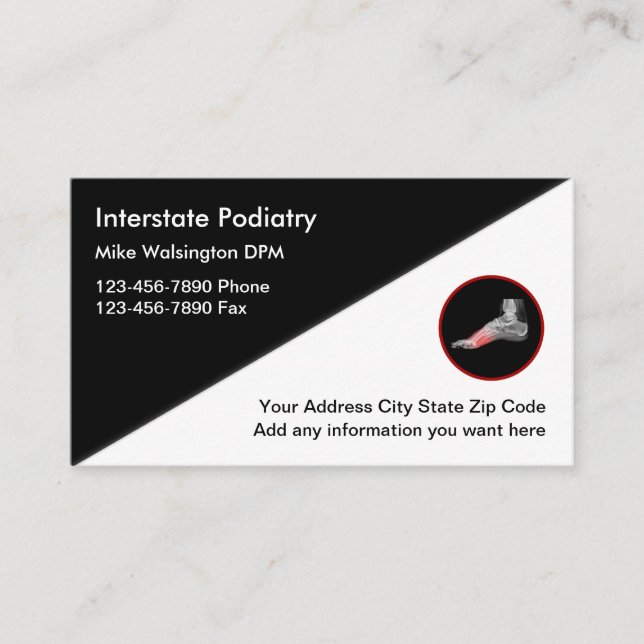 Podiatrist Foot Doctor Modern Business Cards (Front)