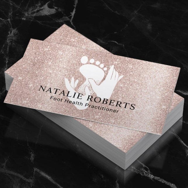 Podiatrist Foot Massage Therapy Blush Rose Gold Business Card (Creator Uploaded)