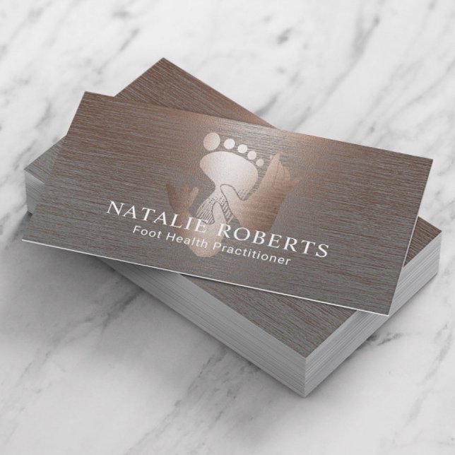 Podiatrist Foot Massage Therapy Brushed Copper Business Card (Creator Uploaded)