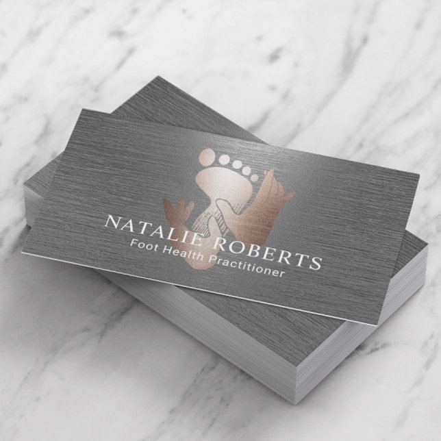 Podiatrist Foot Massage Therapy Brushed Metal Business Card (Creator Uploaded)