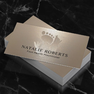 Podiatrist Foot Massage Therapy SPA Brushed Gold Business Card