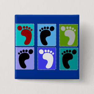 Podiatrist Gifts Popart Design of Feet 15 Cm Square Badge