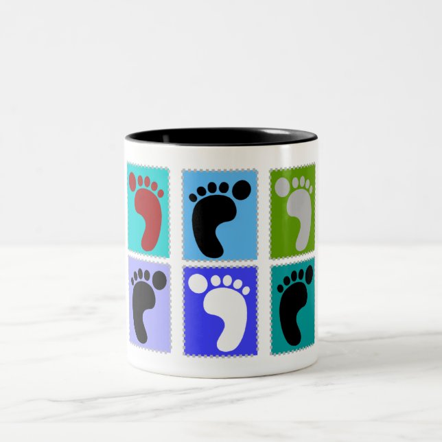 Podiatrist Gifts Popart Design of Feet Two-Tone Coffee Mug (Center)