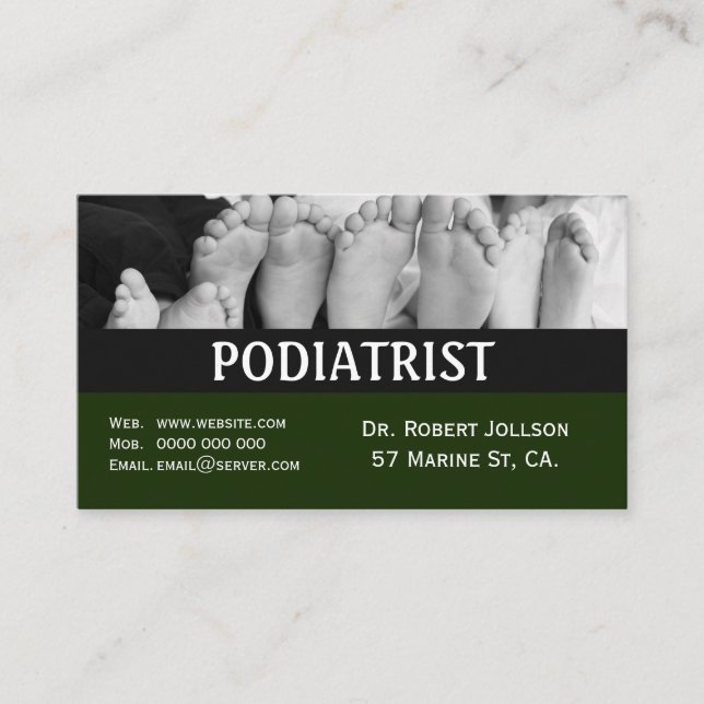 Podiatrist Medical Appointment Card Green (Front)