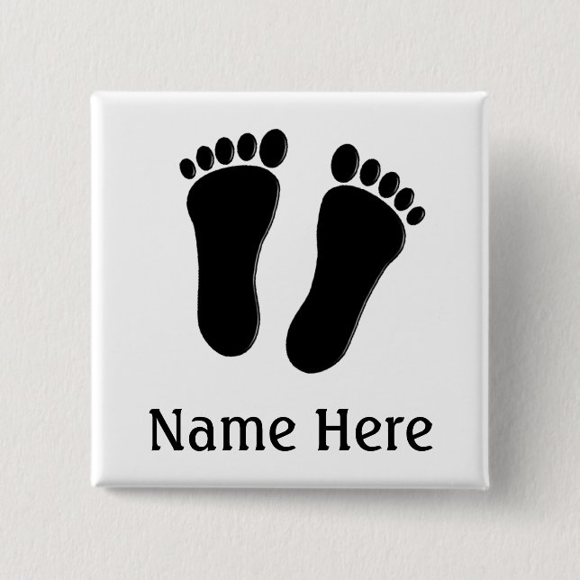 Podiatrist Name Buttons Customisable B&W (Front)