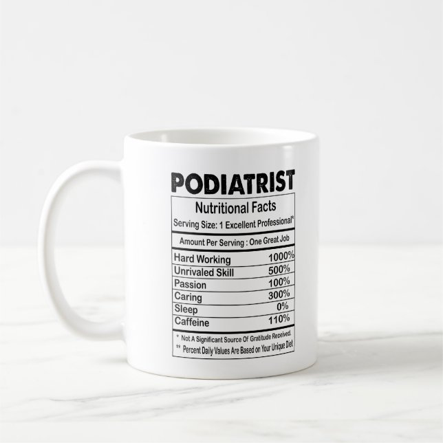 Podiatrist Nutrition Facts 11oz Coffee Mug (Left)