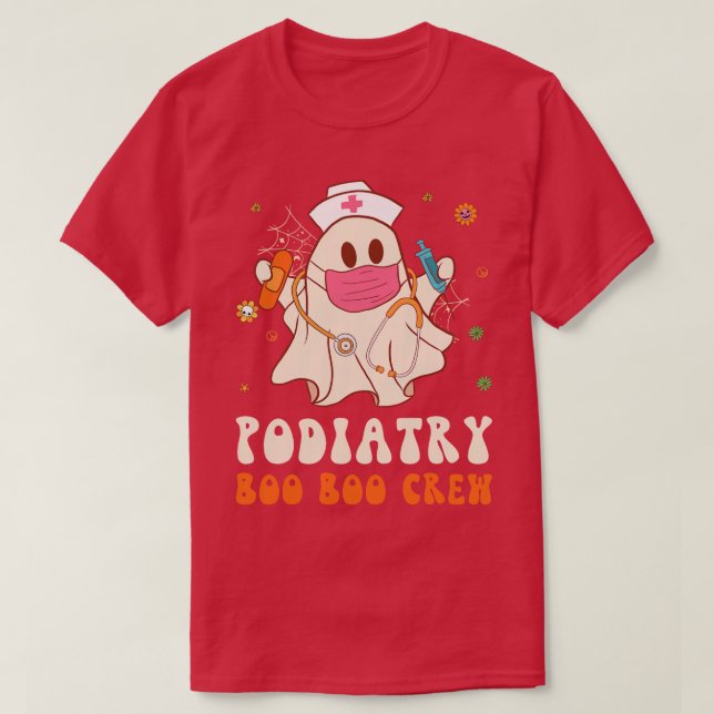 Podiatry Boo Boo Crew Nurse Funny Halloween Easy C T-Shirt (Design Front)