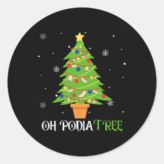 Podiatry christmas tree podiatrist foot medical as classic round sticker