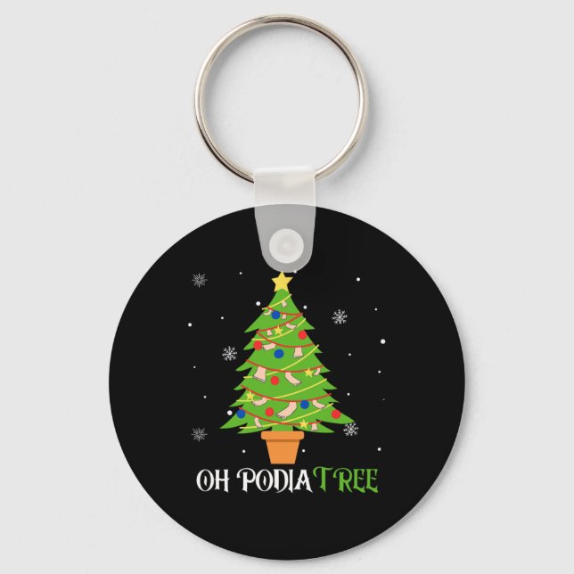 Podiatry christmas tree podiatrist foot medical as key ring (Front)