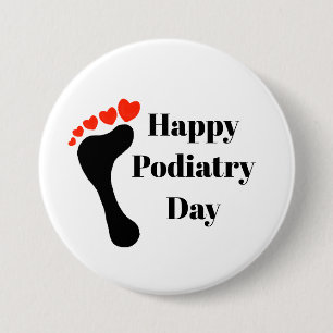 Podiatry Day Button with Foot and Heart Toes