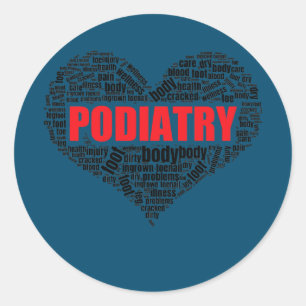 Podiatry Heart Shape Word Cloud Foot doctor  Classic Round Sticker