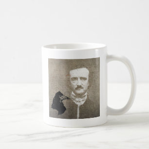 Poe And The Raven Grunge Digital Art Coffee Mug