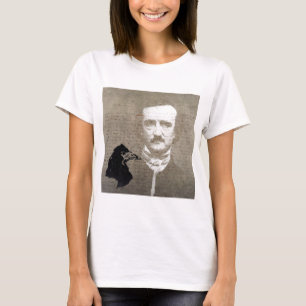 Poe And The Raven Grunge Digital Art T-Shirt