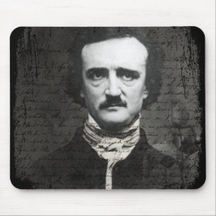 Poe Black and White Grunge Mouse Mat