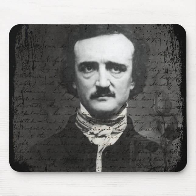 Poe Black and White Grunge Mouse Mat (Front)