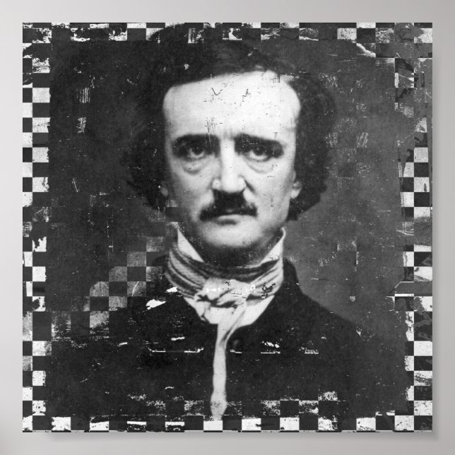 Poe Black and White Grunge Poster (Front)