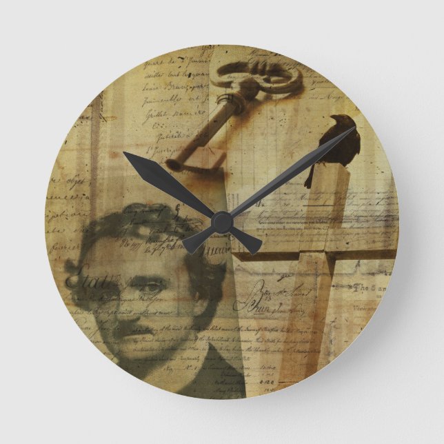 Poe Collage Round Clock (Front)