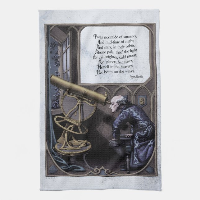 Poe "Evening Star" Victorian Art Poetry Tea Towel (Vertical)