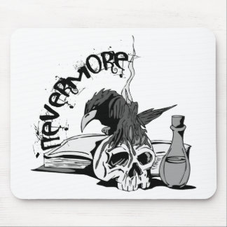 Poe Nevermore Raven Skull & Book Mouse Mat