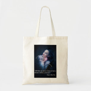 Poe quote on dreams tote bag