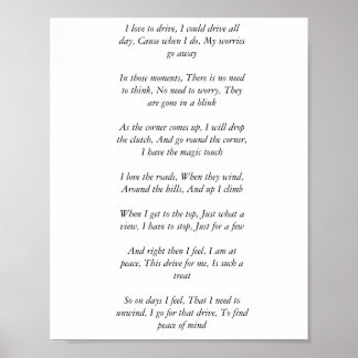 Poem about driving to find peace poster