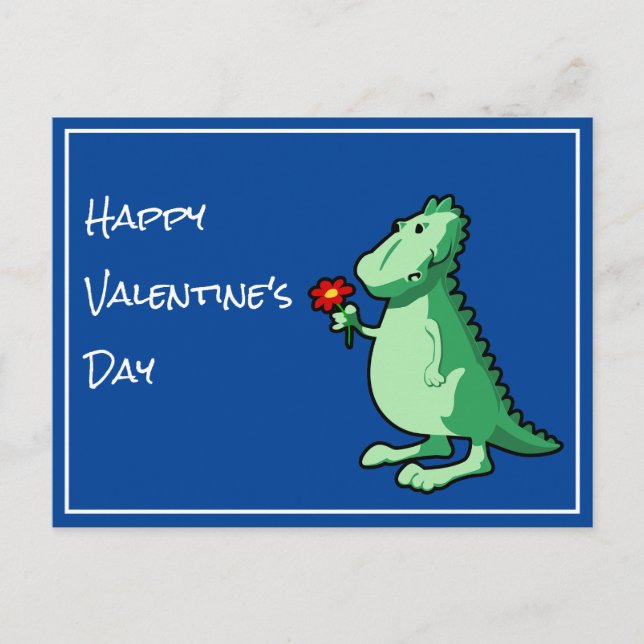 Poem and Dinosaur Valentine's Day Holiday Postcard (Front)