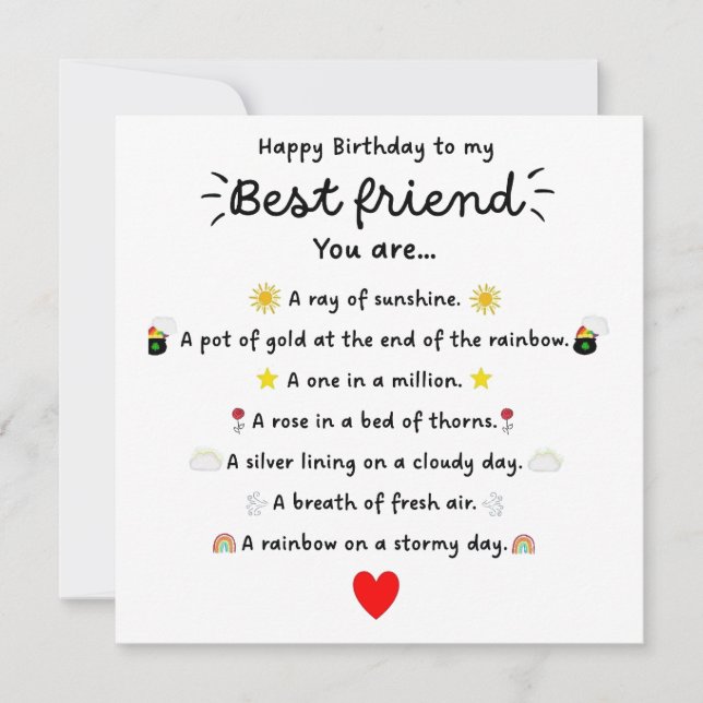 Poem Bestie Birthday Card (Front)