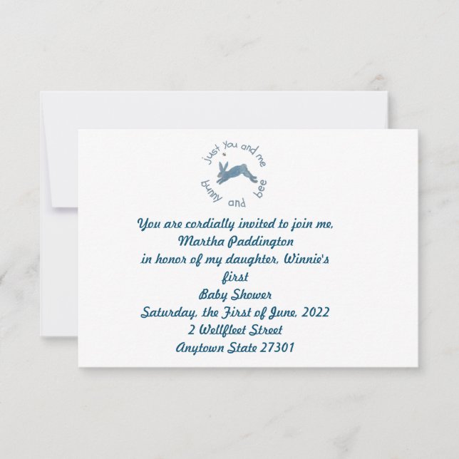 Poem Bunny Bee Bunnies Bees Baby Shower Invitation (Front)