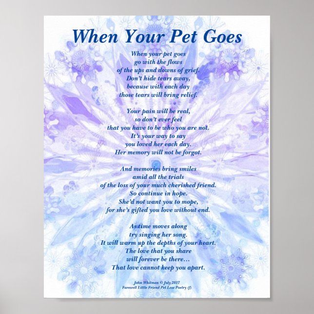 Poem: Female Pet Loss Sympathy PB Poster Matte (Front)