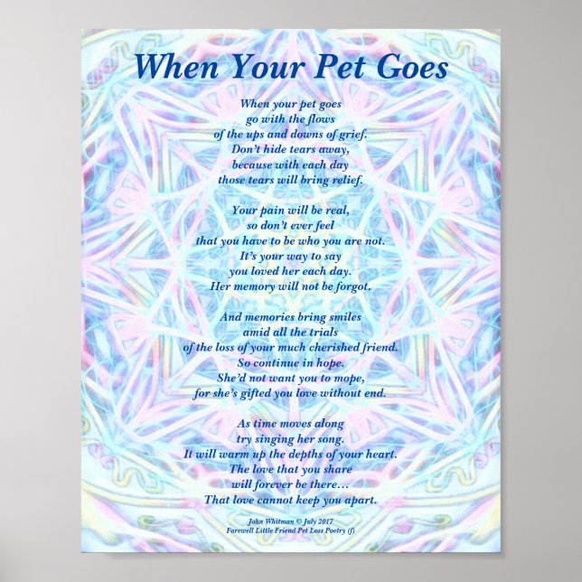 Poem: Female Pet Loss Sympathy PBP Poster Matte (Front)