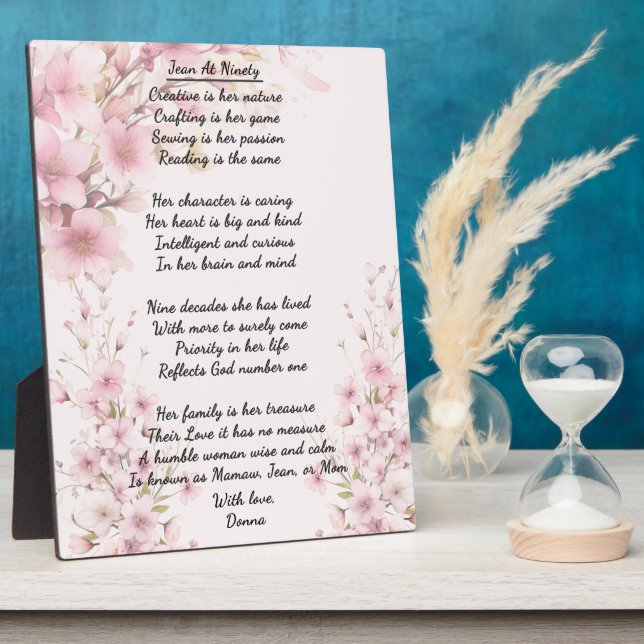Poem for 90th Birthday Plaque (Side)
