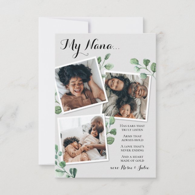 Poem for Grandma Grammy Nana from Grandkids Card (Front)