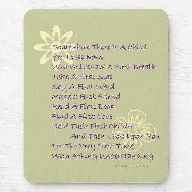 Poem for New Parents Mousepad (Front)