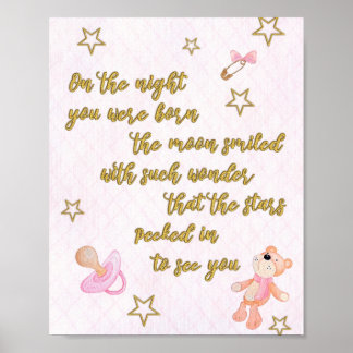 Poem for nursery or room of a little girl poster
