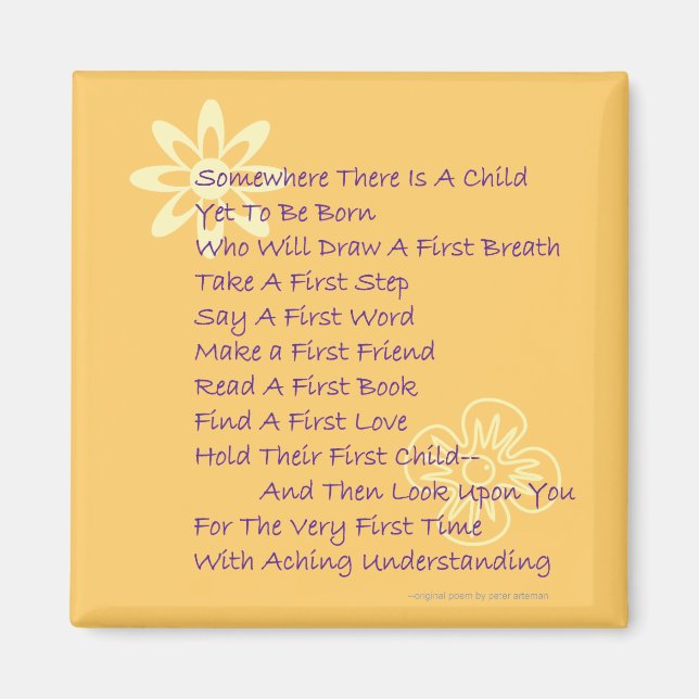 Poem for Parents-to-be Refrigerator Magnet (Front)