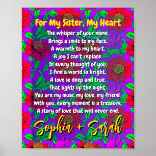 Poem for Sister   Personalised Gift Poster Print