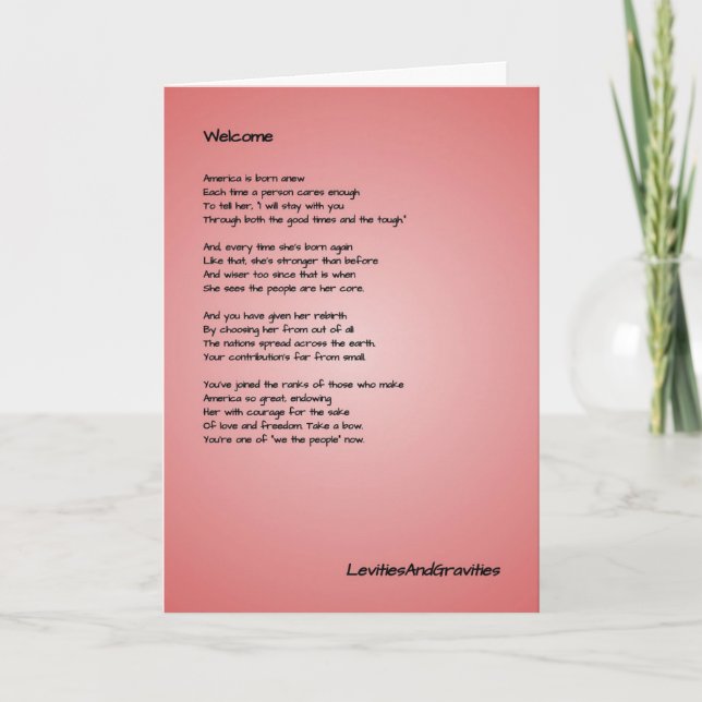 Poem Greeting Card - Citizenship - Congratulations (Front)