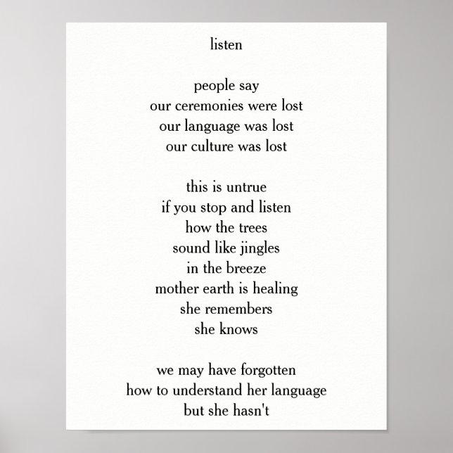 Poem - "listen" poster (Front)