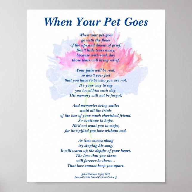 Poem: Male Pet Loss Sympathy FL Poster Matte (Front)