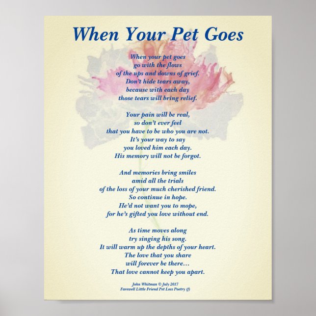 Poem: Male Pet Loss Sympathy FLST Poster Matte (Front)