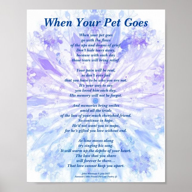 Poem: Male Pet Loss Sympathy PB Poster Matte (Front)