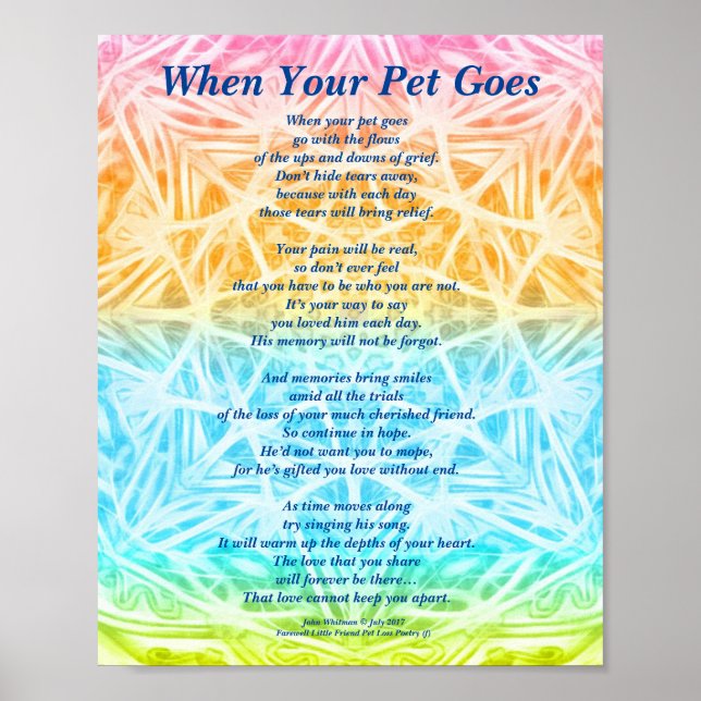 Poem: Male Pet Loss Sympathy POBY Poster Matte (Front)